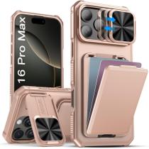 Capa de telefone SSLOTSCASE para iPhone 16 Pro Max com carteira em ouro rosa