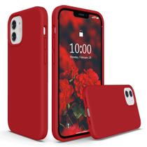 Capa de telefone SURPHY de silicone líquido para iPhone 12 Mini vermelha