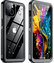 Capa de telefone Temdan à prova d'água IP68 para iPhone 13 6.1" preta