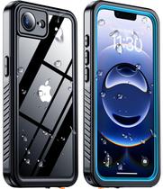 Capa de telefone Temdan à prova d'água IP68 para iPhone 16e 6.1-azul/transparente