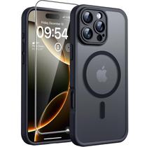 Capa de telefone TOCOL 3 em 1 magnética para iPhone 16 Pro 6,3" preta