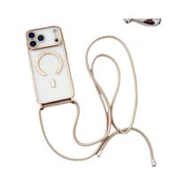 Capa De Telefone Transparente Com Cordão De Luxo Magsafe Para iPhone 17 16 14 12 13 15 pro Max