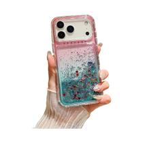 Capa De Telefone Transparente Com Glitter Gradiente Para iPhone 17 16 15 14 13 12 pro Max 8 7 plus X