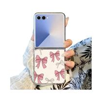 Capa De Telefone Transparente Com Laço Rosa Para Samsung Galaxy Z Flip7 FE Flip6 Flip5 Flip4 Flip3