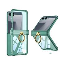 Capa De Telefone Transparente E À Prova De Choque Com Suporte De Anel Luxuoso Para Samsung Z Flip 7