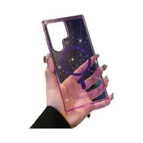Capa De Telefone Transparente Preta Com Glitter Magnético Para Samsung Galaxy S25 Ultra S24 S23 S22
