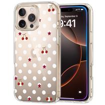Capa de telefone Unov para iPhone 16 Pro 6,3" transparente com padrão de cereja