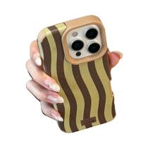 Capa De Telefone Vintage Com Textura De Couro Listrada E Ondulada, À Prova De Choque Para iPhone 17