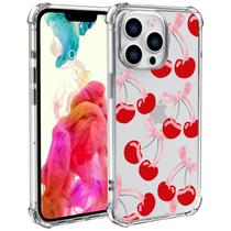 Capa de telefone Wihytec Cherry Bow para iPhone 14 transparente