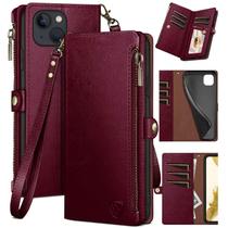 Capa de telefone XCasebar para iPhone 14 6.1 com bloqueio de RFID Wine