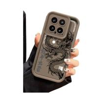 Capa de Telefone Xiaomi Luxo Fosco com Totem de Dragão - Mi 13T, 12T Pro, 11 Lite, 14, 13 Pro, Poco F5, X5 e X3