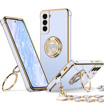 Capa de telefone XYZ para Samsung Galaxy S22 com suporte e anel azul