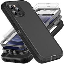 Capa de telefone YKHJKLEC para iPhone 12/12 Pro com 2 vidros preto/cinza Capa de telefone YKHJKLEC para iPhone 12/12 Pro com 2 vidros preto/cinza