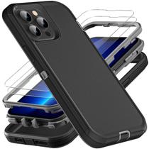 Capa de telefone YKHJKLEC para iPhone 13 Pro Max com 2 vidros preto/cinza