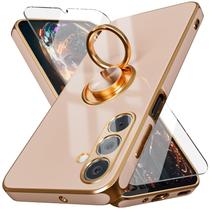 Capa de telefone yuanming Galaxy A16 5G com suporte magnético rosa Capa de telefone yuanming Galaxy A16 5G com suporte magnético rosa