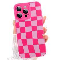 Capa de telefone ZIYE para iPhone 13 Pro Max Hot Pink Grids Plaid Capa de telefone ZIYE para iPhone 13 Pro Max Hot Pink Grids Plaid