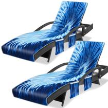 Capa de toalha para espreguiçadeira Ruikyhom, pacote com 2, azul, cinza Capa de toalha para espreguiçadeira Ruikyhom, pacote com 2, azul, cinza