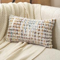 Capa de travesseiro Aeckself Boho Chenille tufada 30x50cm laranja branca
