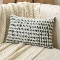 Capa de travesseiro Aeckself Boho Chenille tufada 30x50cm verde branca