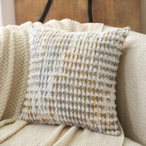 Capa de travesseiro Aeckself Boho Chenille tufada 50x50cm amarela branca