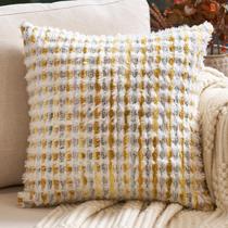 Capa de travesseiro Aeckself Boho Chenille tufada 50x50cm amarela roxa