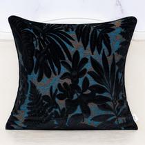 Capa de travesseiro Alerfa Black Velvet Maple Leaf Bordado 50x50cm