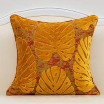 Capa de travesseiro Alerfa Square Leaf Bordado em Veludo Cortado 50x50cm
