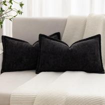 Capa de travesseiro BAOLIZEGAO Black Chenille 30x50cm Conjunto de 2