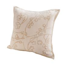 Capa de travesseiro bege floral elegante em tela gravada 45x45cm