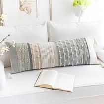 Capa de travesseiro BlissBlush Grey Boho Lumbar 14x36cm Cinza