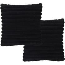 Capa de travesseiro Bunliuys Velvet Faux Fur 26x26 cm preta (pacote com 2)