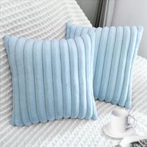 Capa de travesseiro Bunliuys Velvet Faux Fur 45x45cm Azul claro x2