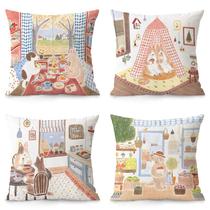 Capa de travesseiro com estampa animal desenhada à mão em estilo nórdico romântico