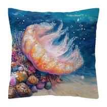 Capa de travesseiro com estampa de medusa com tema oceânico, 45x45cm, poliéster
