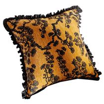 Capa de travesseiro de luxo, creme francês, estilo vintage, veludo, flora