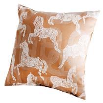 Capa de travesseiro de luxo marrom em estilo francês com estampa de cavalo 45x45cm