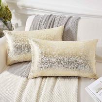 Capa de travesseiro EUCIOR dourada e branca 30 x 50 cm (pacote com 2)