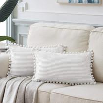 Capa de travesseiro Fancy Homi Boho Lumbar Corduroy 30x50cm branca Capa de travesseiro Fancy Homi Boho Lumbar Corduroy 30x50cm branca