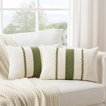 Capa de travesseiro Fancy Homi Boho Moss Green 35x60cm Conjunto de 2