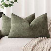 Capa de travesseiro Findtower Textured Chenille 30x50cm verde escuro