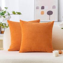 Capa de travesseiro Home Brilliant Burnt Orange Corduroy 45x45cm Conjunto de 2