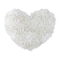 Capa de Travesseiro JWH - Estampa Floral em Formato de Coração (36x40cm) - Cor Creme Capa de Travesseiro JWH - Estampa Floral em Formato de Coração (36x40cm) - Cor Creme