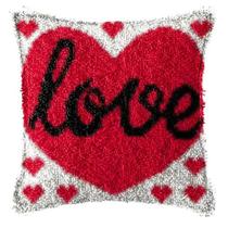Capa de travesseiro Latch Hook Kits GemJelry Love 42x42cm com fio