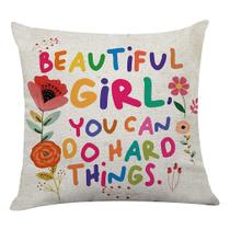 Capa de travesseiro Little a Cute Inspiring Girl You Can Do Hard