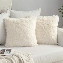 Capa de travesseiro MIULEE Luxury Faux Fur 45x45cm, pacote com 2, bege