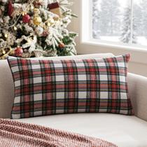 Capa de travesseiro MIULEE Scottish Plaid 30x61 cm Vermelha Branca