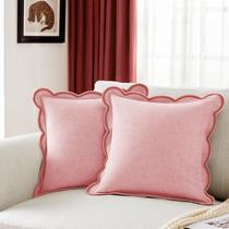 Capa de travesseiro Ohocut Scalloped Chenille 45x45cm, pacote com 2 blush