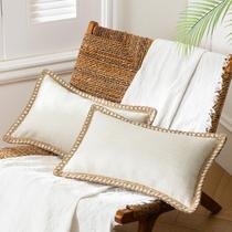 Capa de travesseiro Phantoscope Farmhouse Burlap Linen 30x50cm esbranquiçada Capa de travesseiro Phantoscope Farmhouse Burlap Linen 30x50cm esbranquiçada