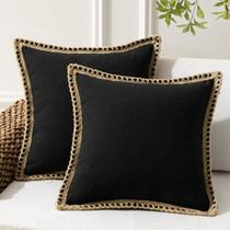 Capa de travesseiro Phantoscope Farmhouse Burlap Linen 45x45cm preta
