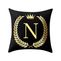 Capa de travesseiro preto e dourado Letter Fronha Sofá Capa de almofada Decoração de casa